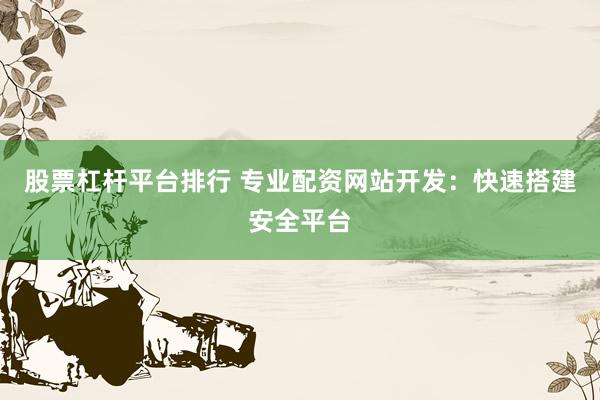 股票杠桿平臺(tái)排行 專(zhuān)業(yè)配資網(wǎng)站開(kāi)發(fā)：快速搭建安全平臺(tái)